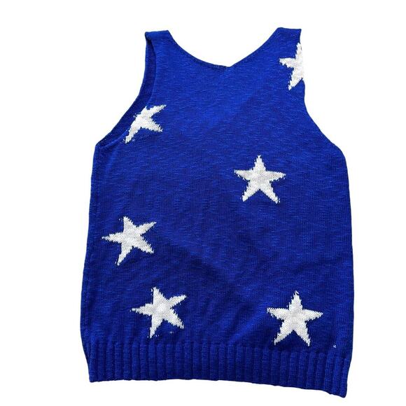 Coastal Summer Blue & White Knit Star Tank Size Medium Women's USA 4th of July - Picture 4 of 4